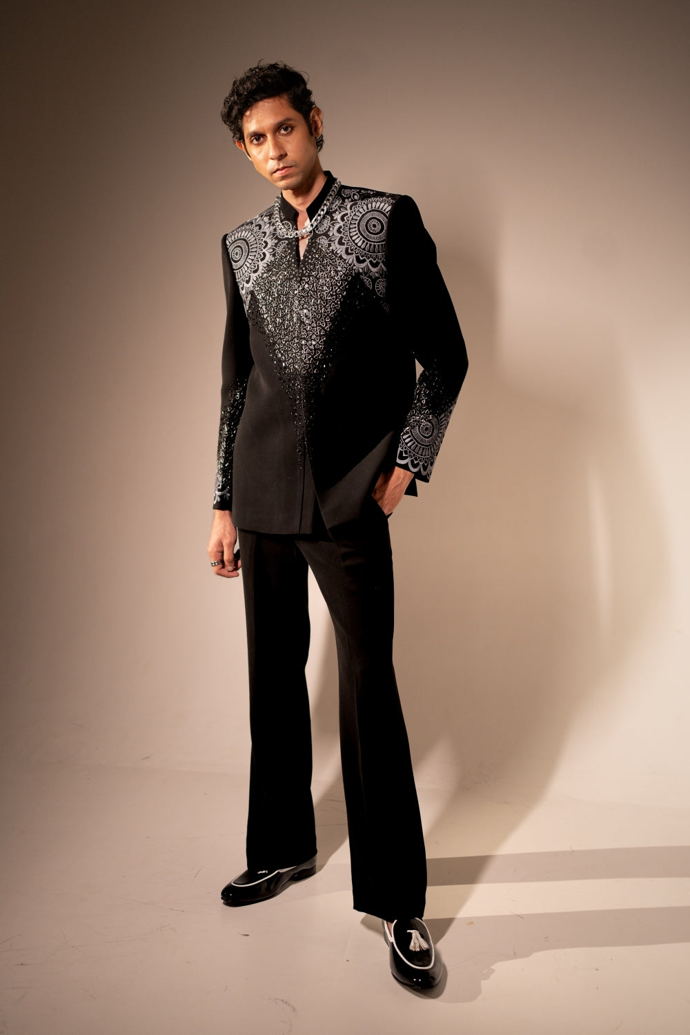 Noir Lace Bandhgala