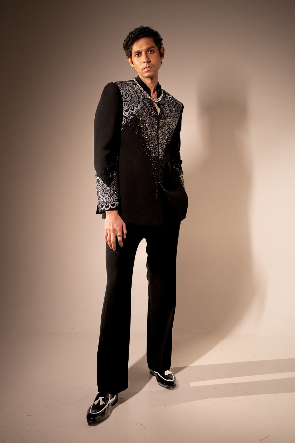Noir Lace Bandhgala