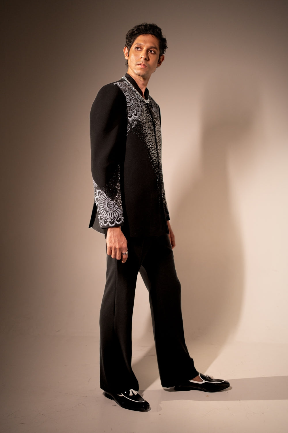 Noir Lace Bandhgala