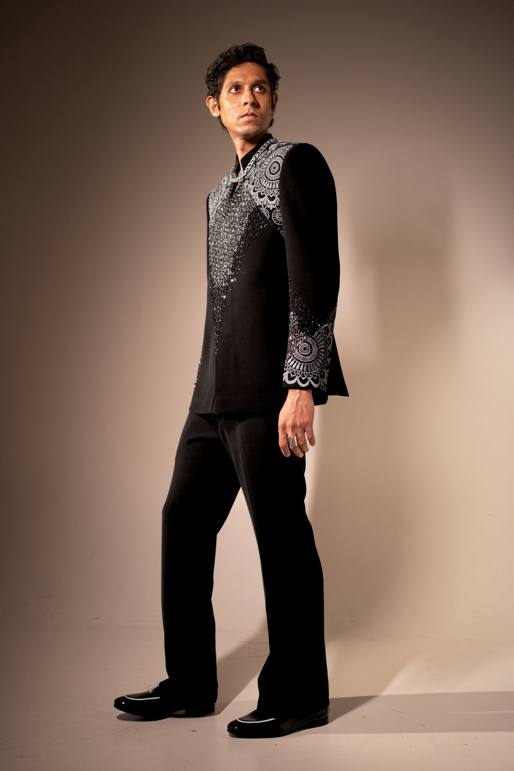 Noir Lace Bandhgala