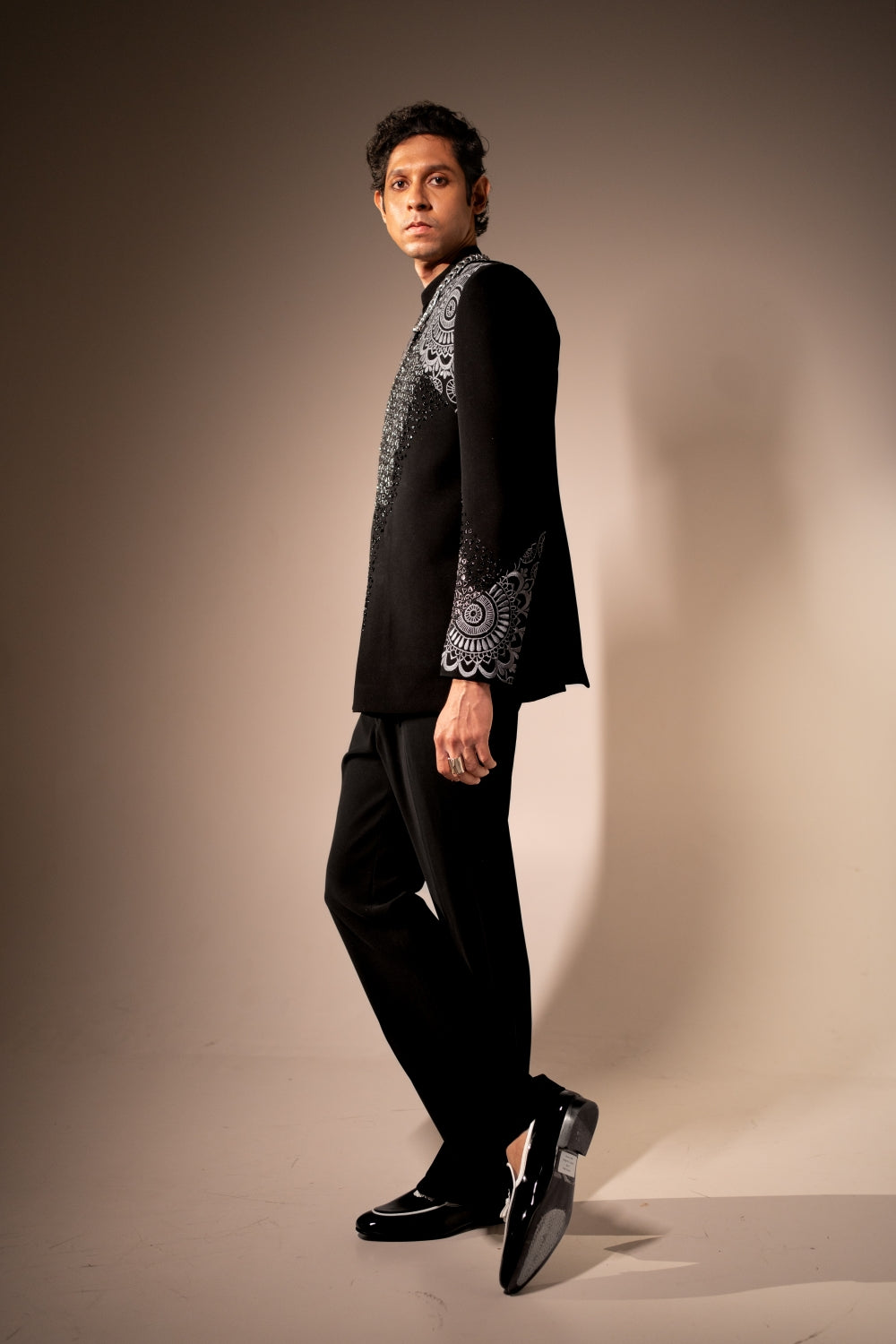 Noir Lace Bandhgala