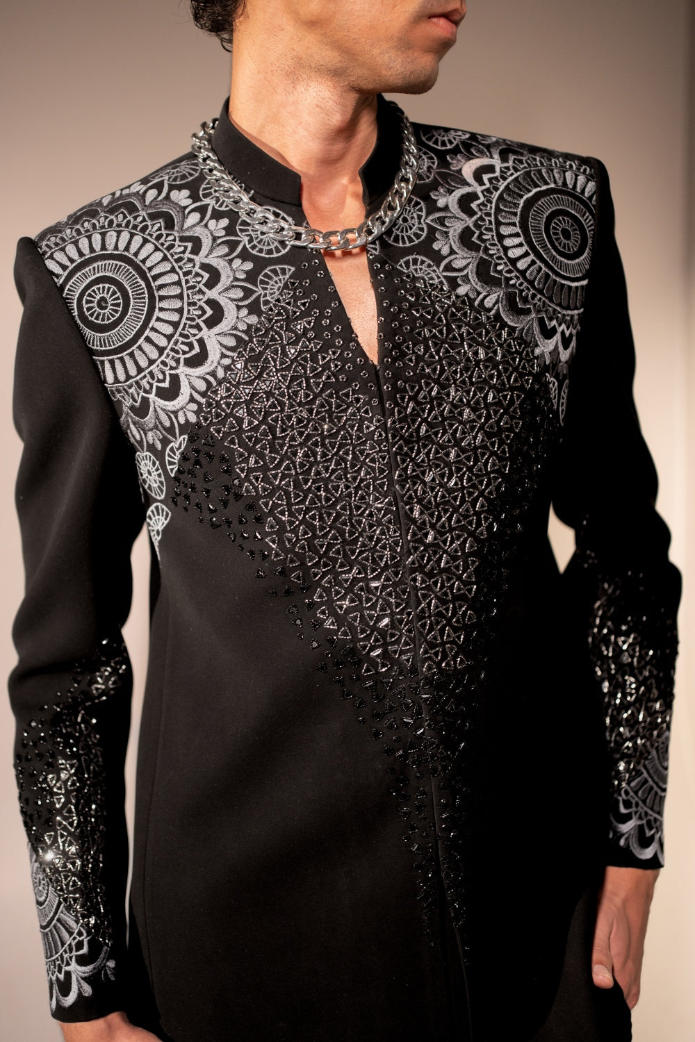 Noir Lace Bandhgala